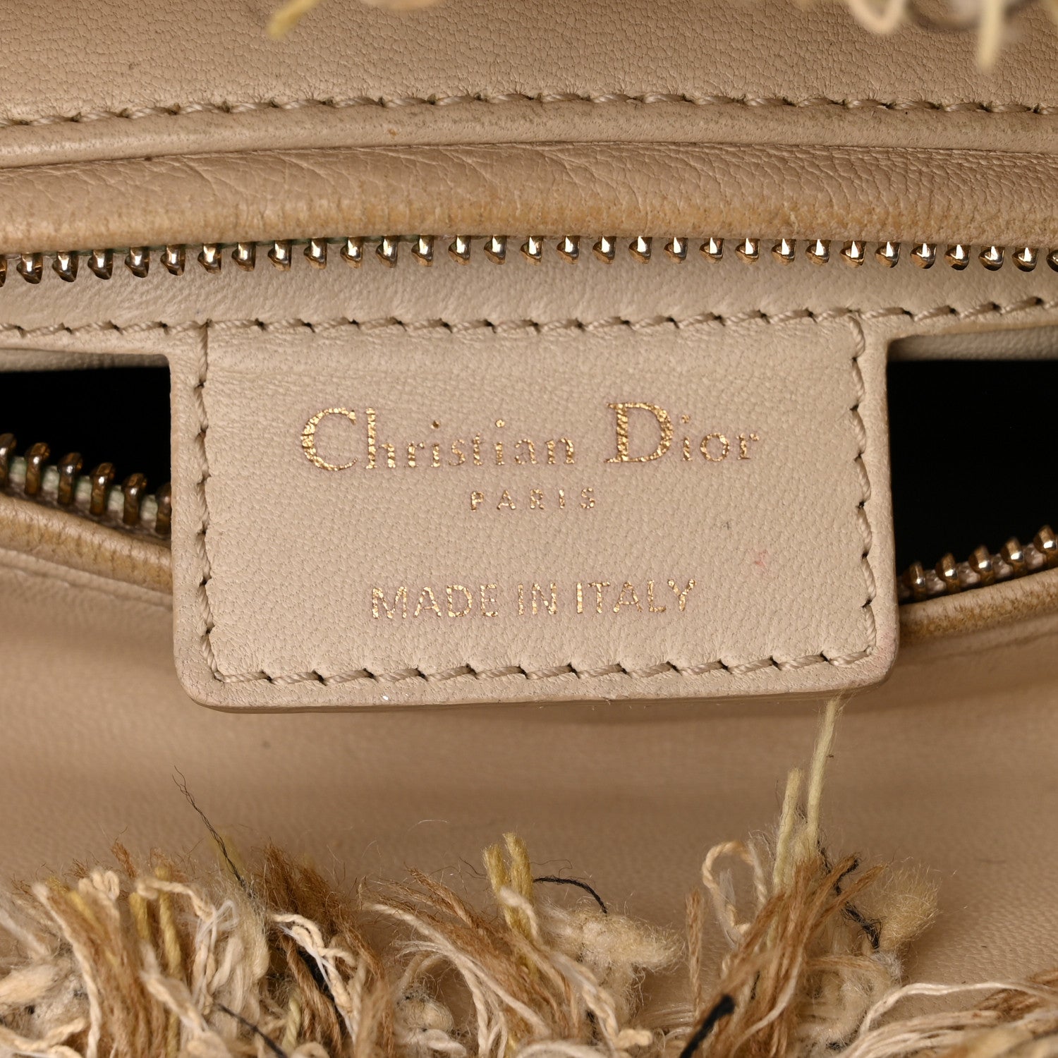 Christian Dior Tweed Crystal Fringe Medium Lady Dior Beige 7 of 12