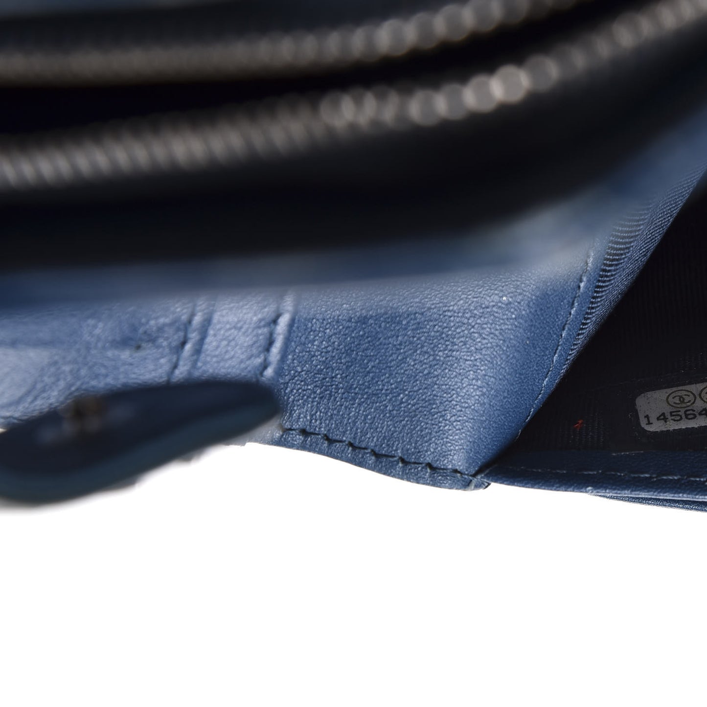Patent Quilted Zip Pocket Wallet Blue