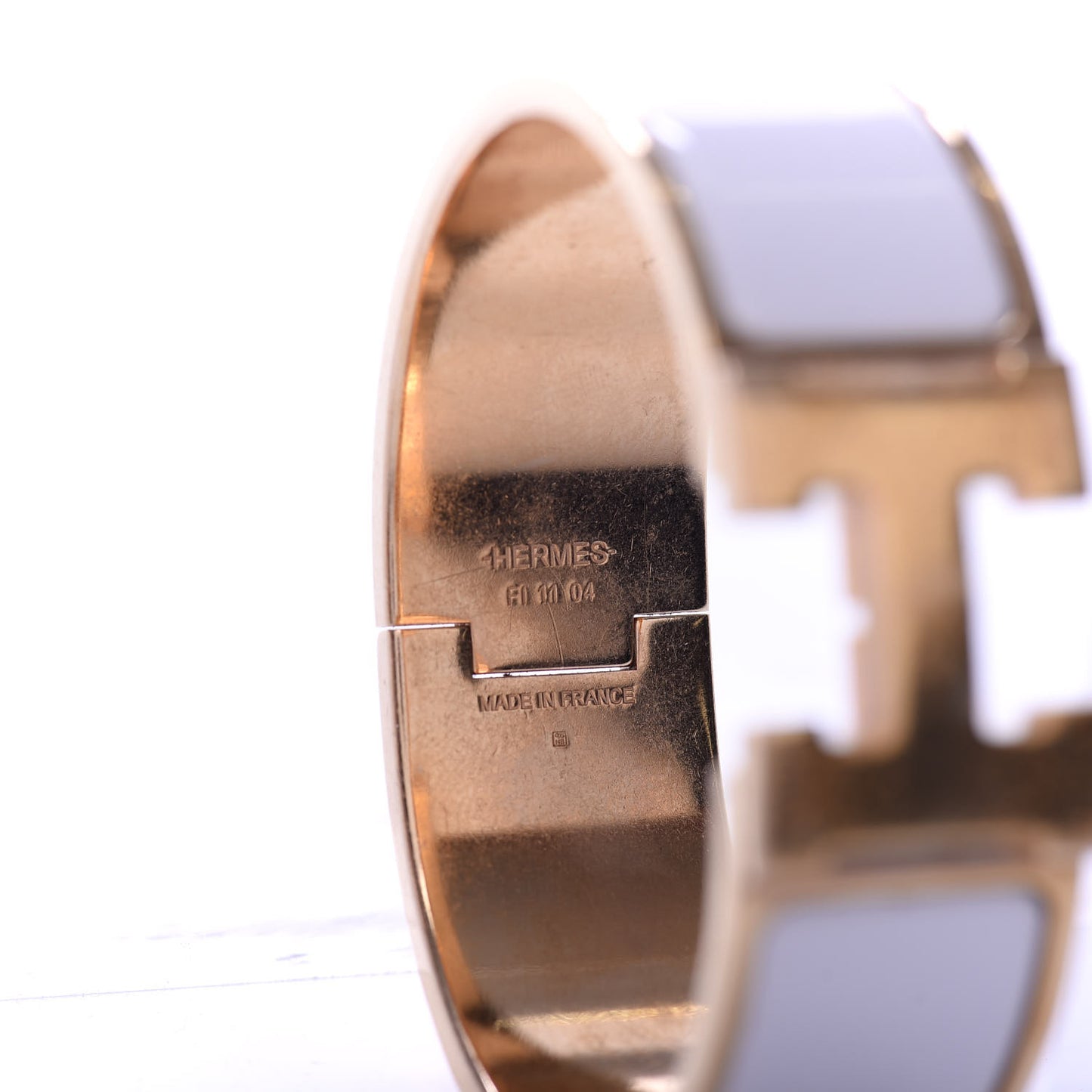 Enamel Wide Clic Clac H Bracelet PM White