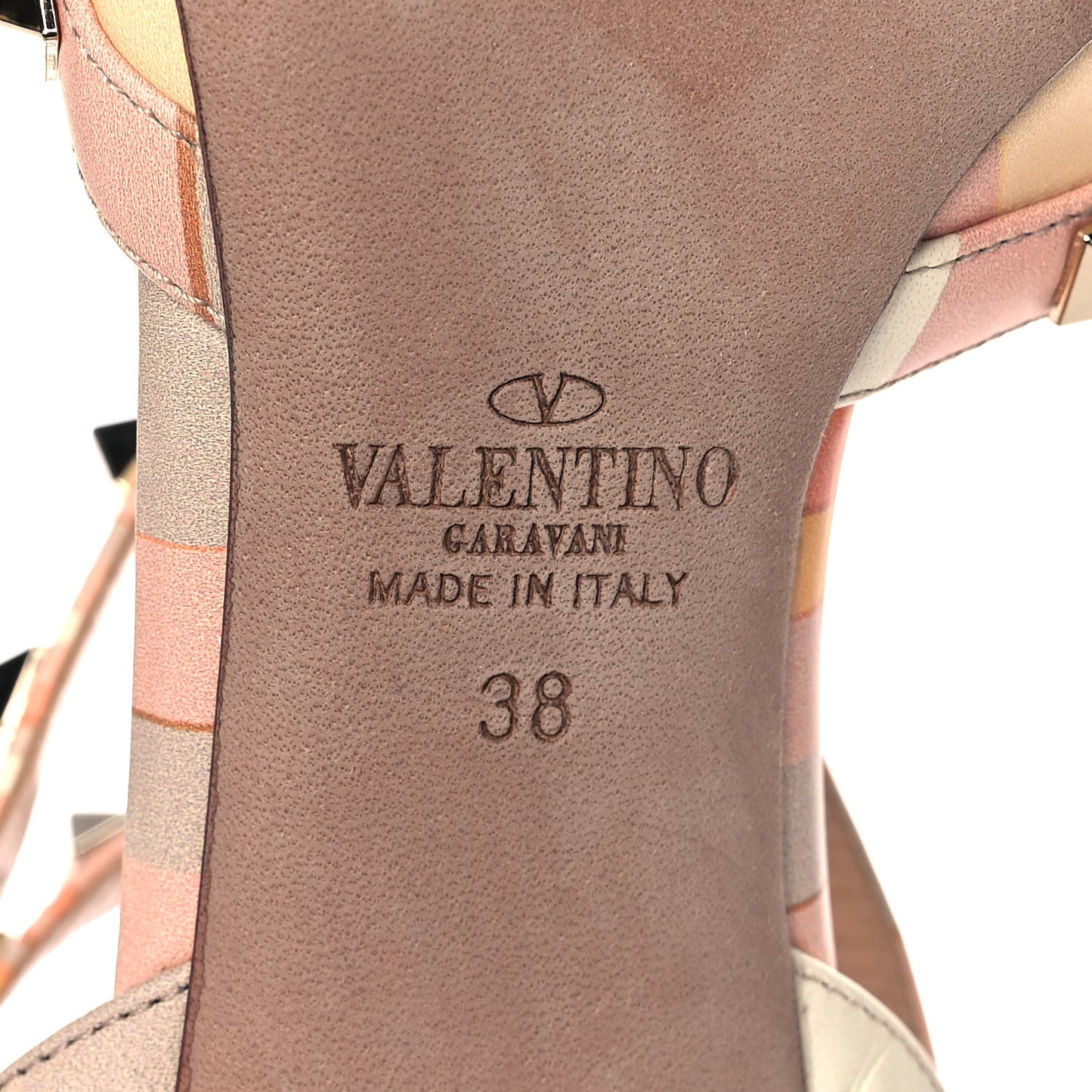 Nappa Native Couture 1975 Rockstud Ankle Strap 65mm Pumps 38 Mandarin Sorbet