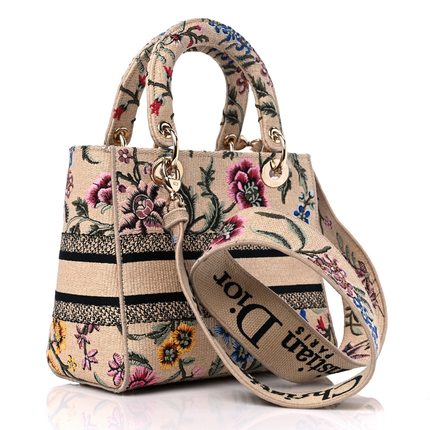 Christian Dior Canvas Embroidered Print Medium Lady D-Lite Multicolor 3 of 10