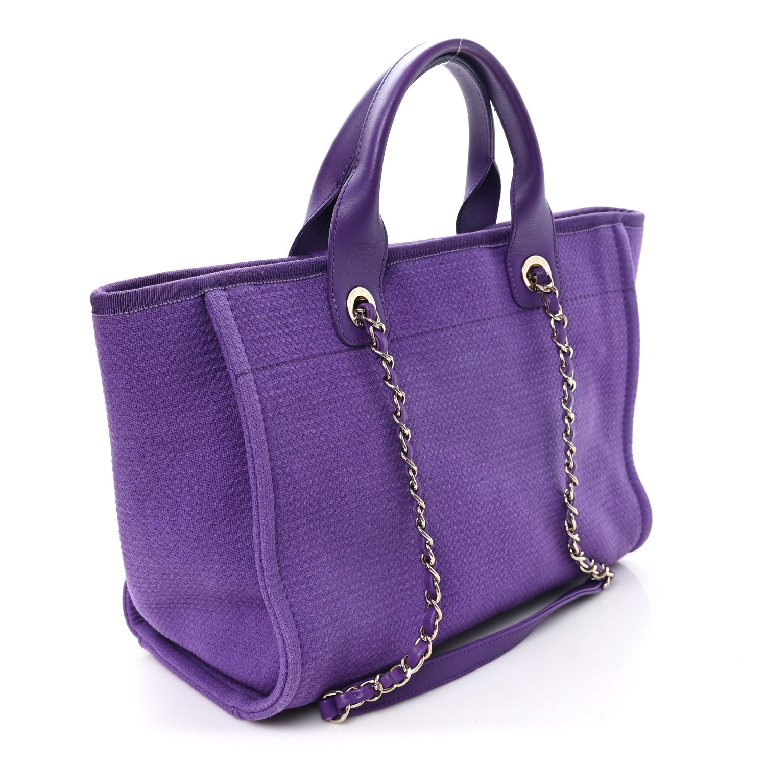 Chanel Mixed Fibers Small Deauville Tote Purple 4 of 11