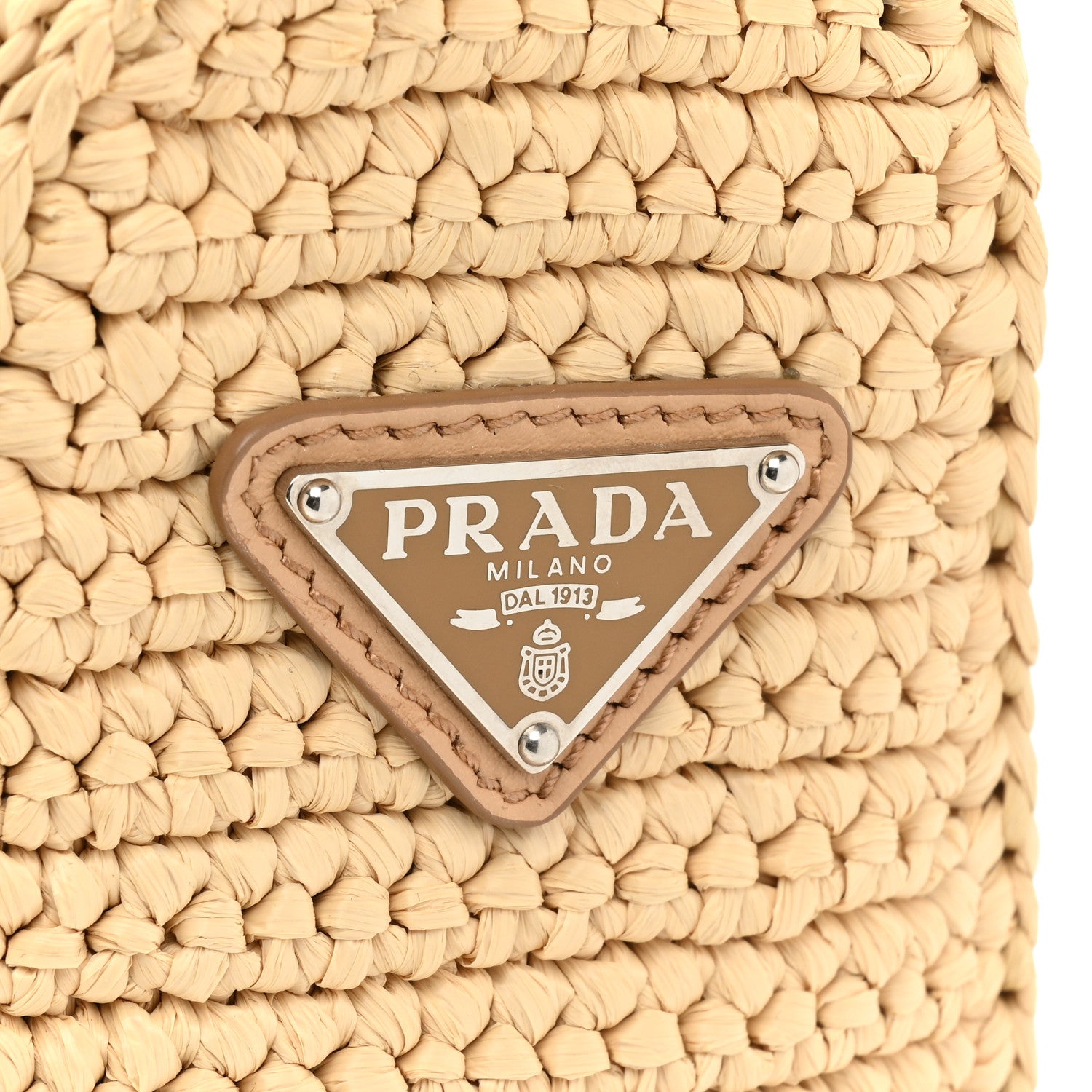Prada Yarn Raffia Effect Crochet Triangle Shoulder Bag Naturale 9 of 12