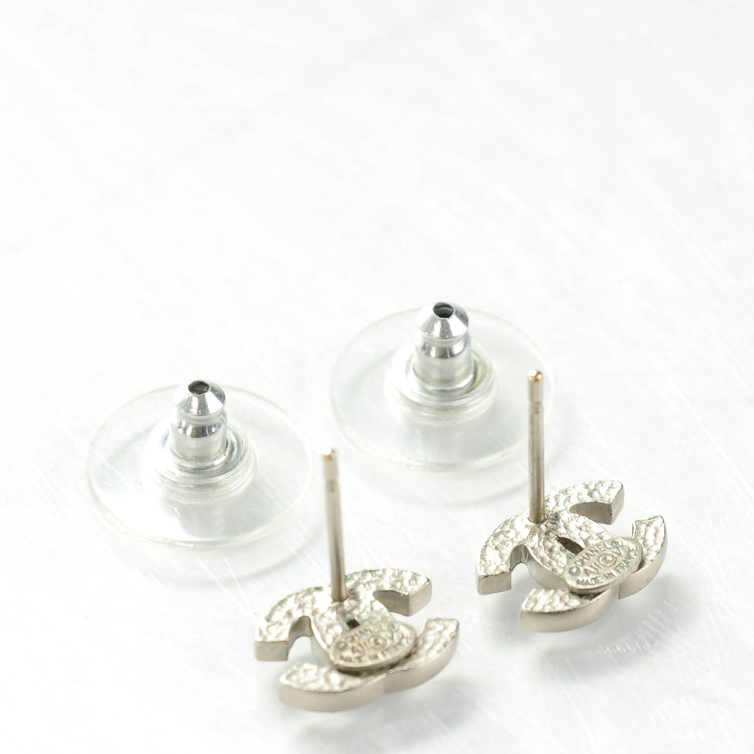 Chanel Crystal Mini Timeless CC Earrings Silver 3 of 5