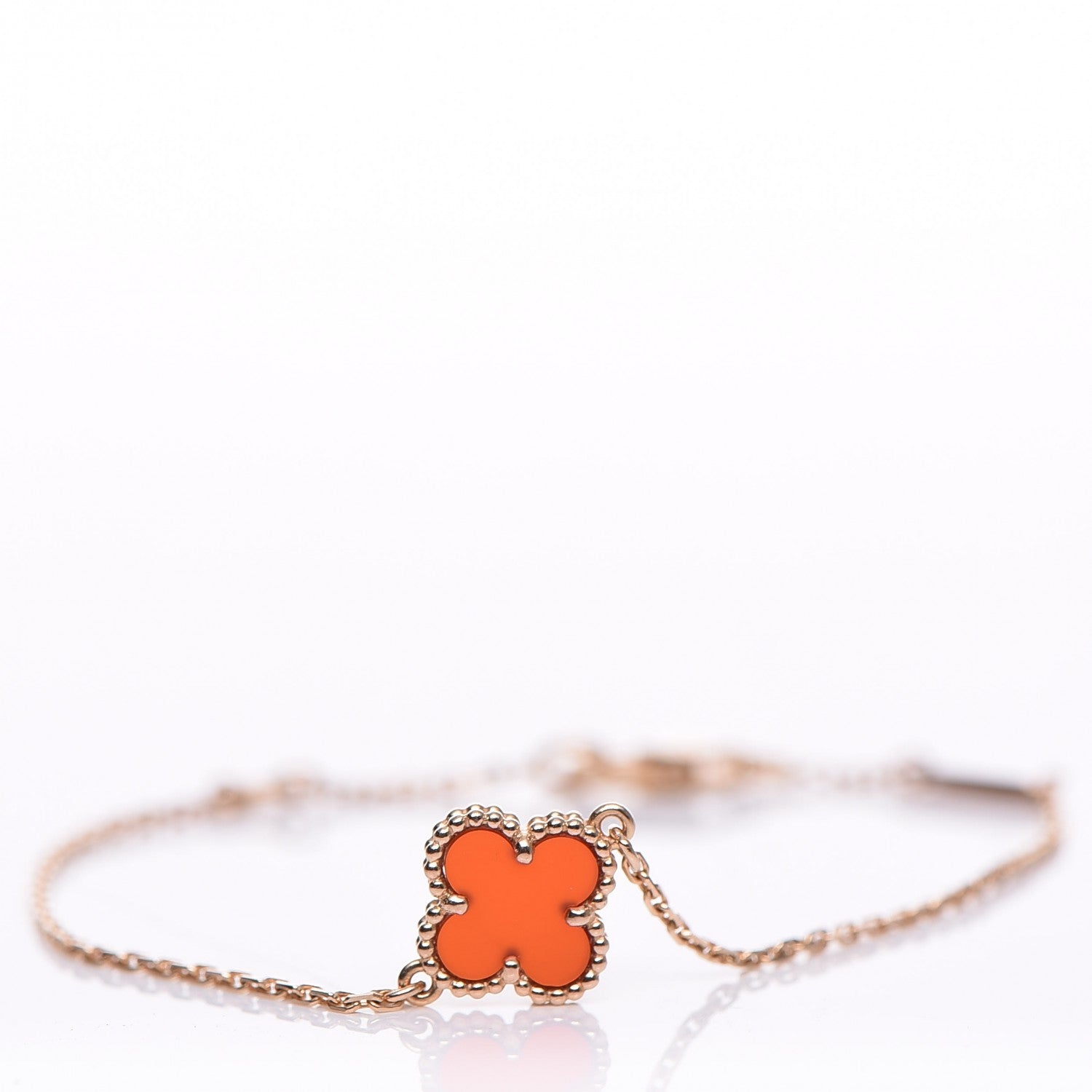 Van Cleef & Arpels 18K Rose Gold Carnelian Sweet Alhambra Bracelet 1 of 6