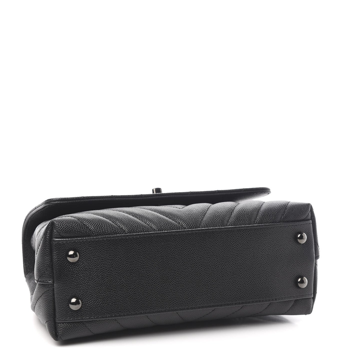 Caviar Chevron Quilted Mini Coco Handle Flap So Black