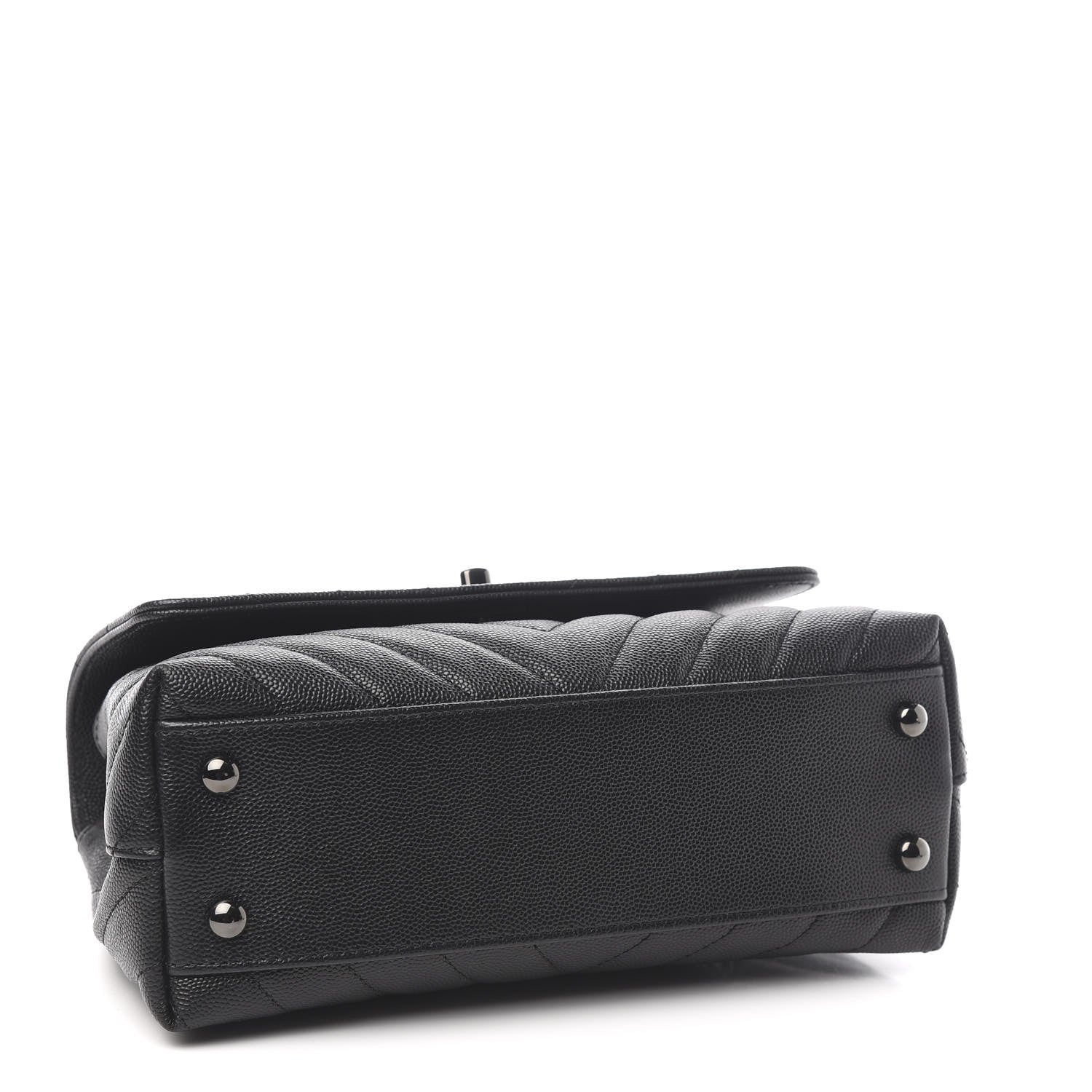 Chanel Caviar Chevron Quilted Mini Coco Handle Flap So Black 5 of 12