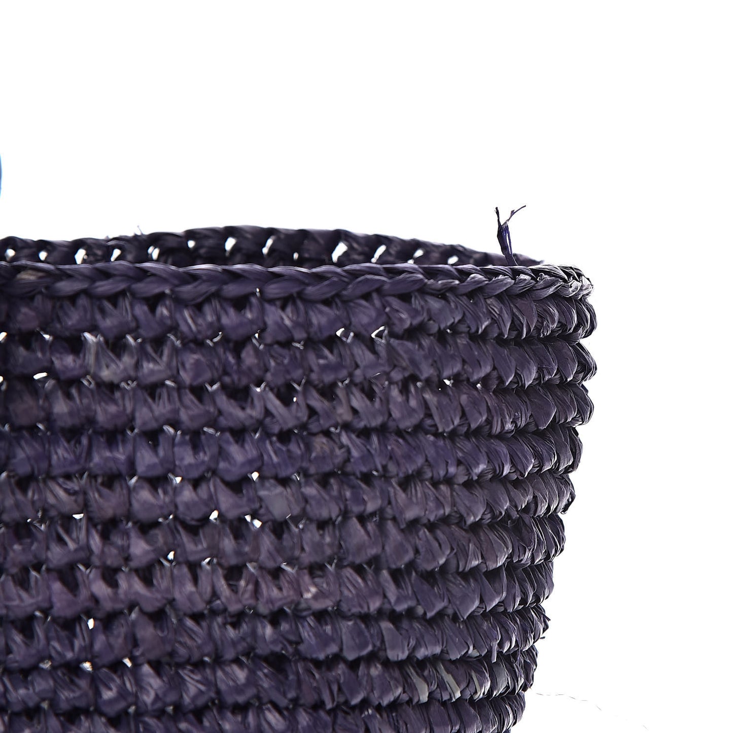 Raffia Bi-Color Panier Basket Tote Natural Bleu Tanzanite