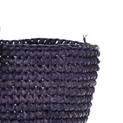 Balenciaga Raffia Bi-Color Panier Basket Tote Natural Bleu Tanzanite 9 of 12
