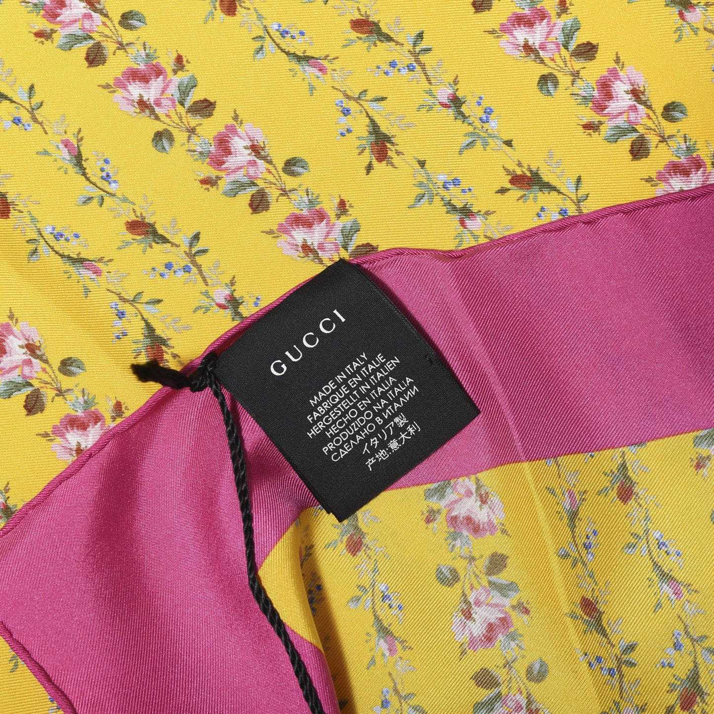 Silk Twill Gucci Rose Series Square Scarf Sun Pink