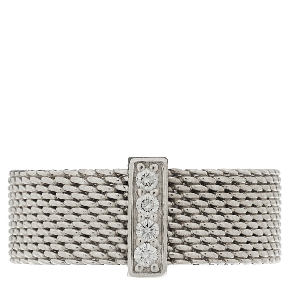 Sterling Silver Diamond Somerset Mesh Ring 52 6