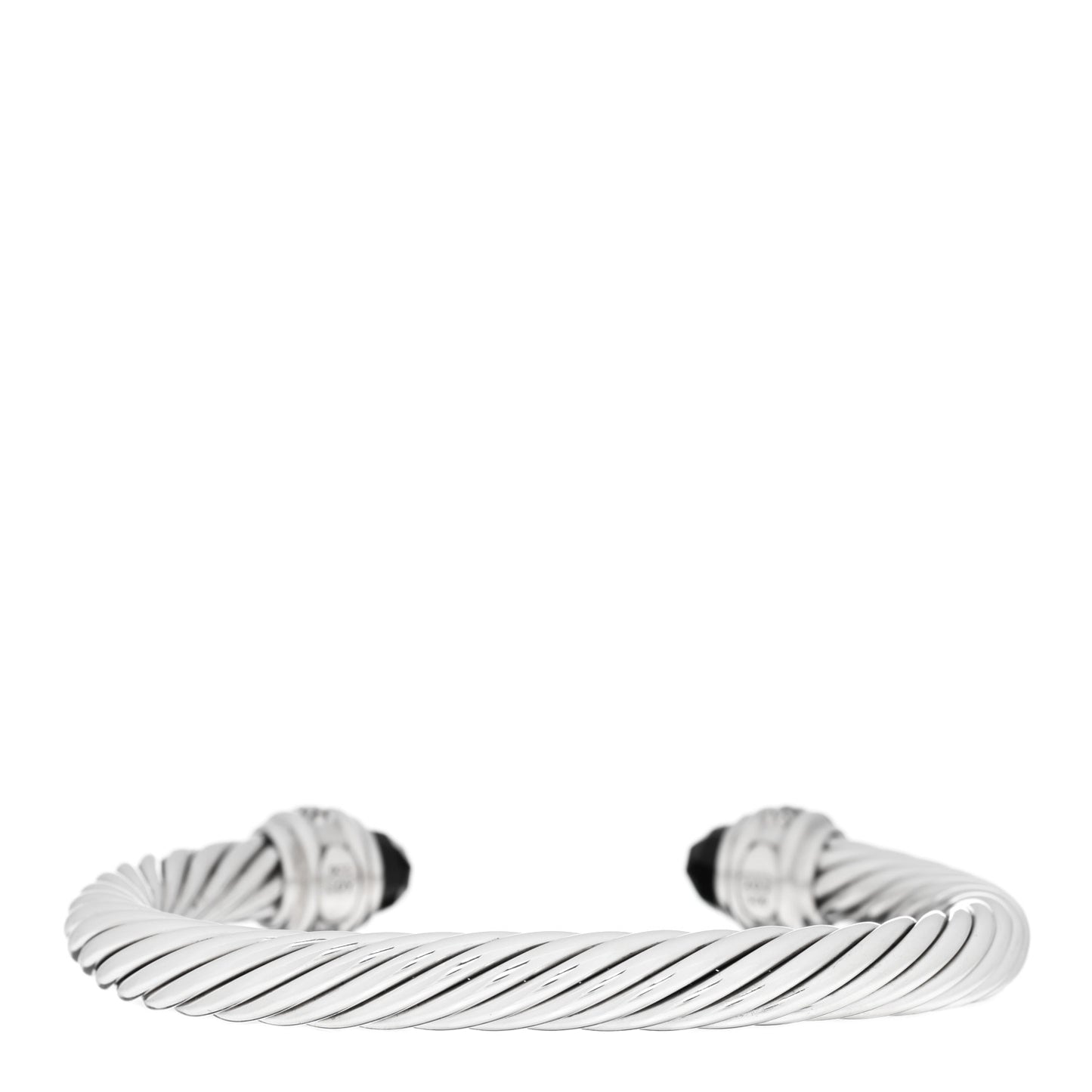 Sterling Silver Diamond Black Onyx 7mm Cable Classics Bracelet