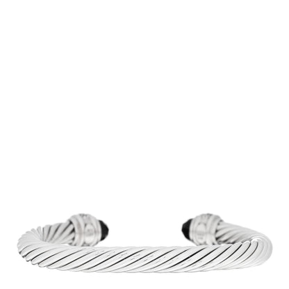 David Yurman Sterling Silver Diamond Black Onyx 7mm Cable Classics Bracelet 2 of 3