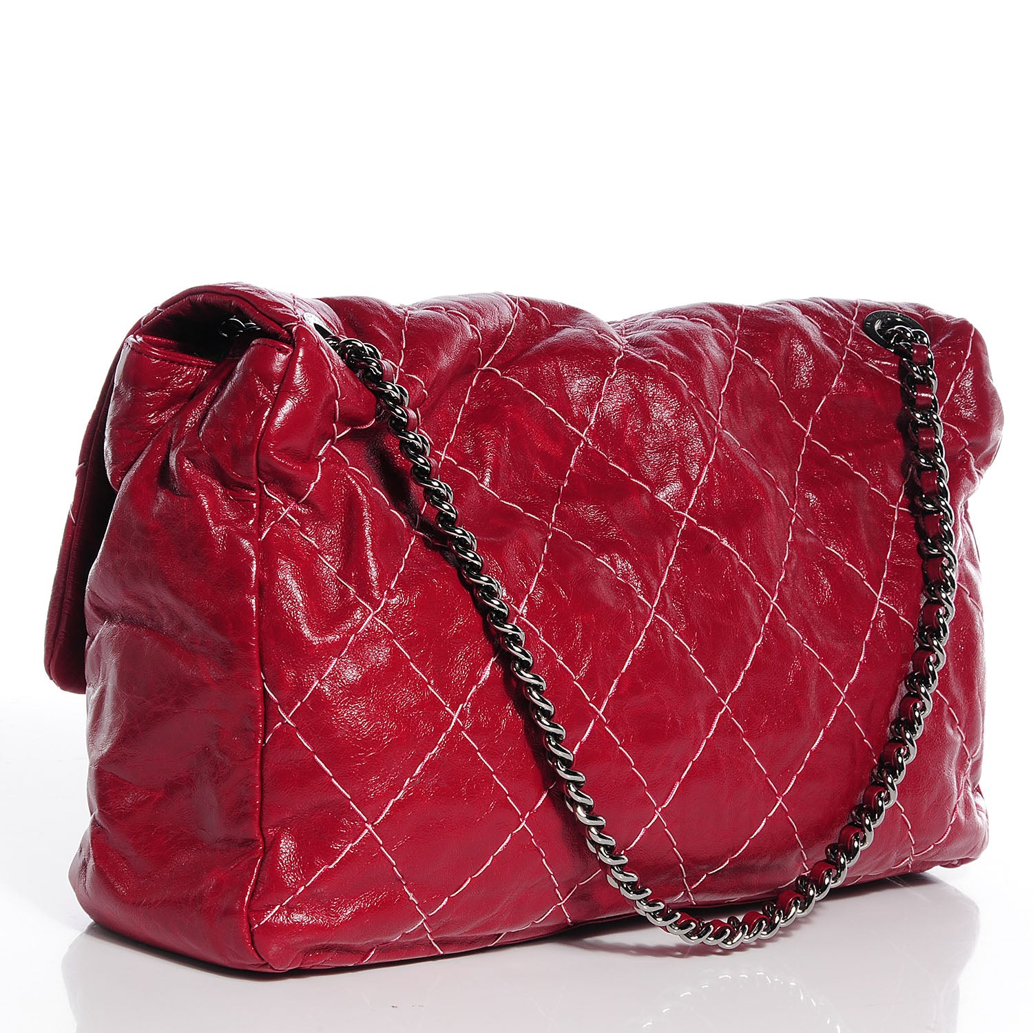 Chanel Glazed Goatskin Double Stitch Maxi Flap Red 3 of 7