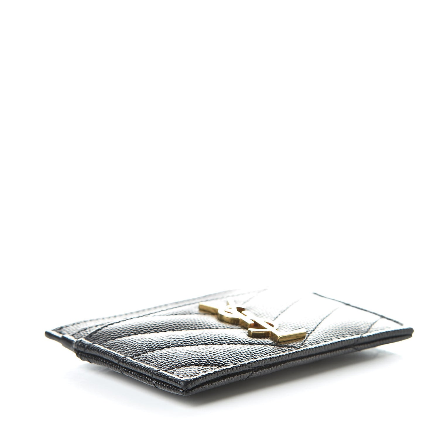 Grain De Poudre Matelasse Chevron Monogram Credit Card Case Black