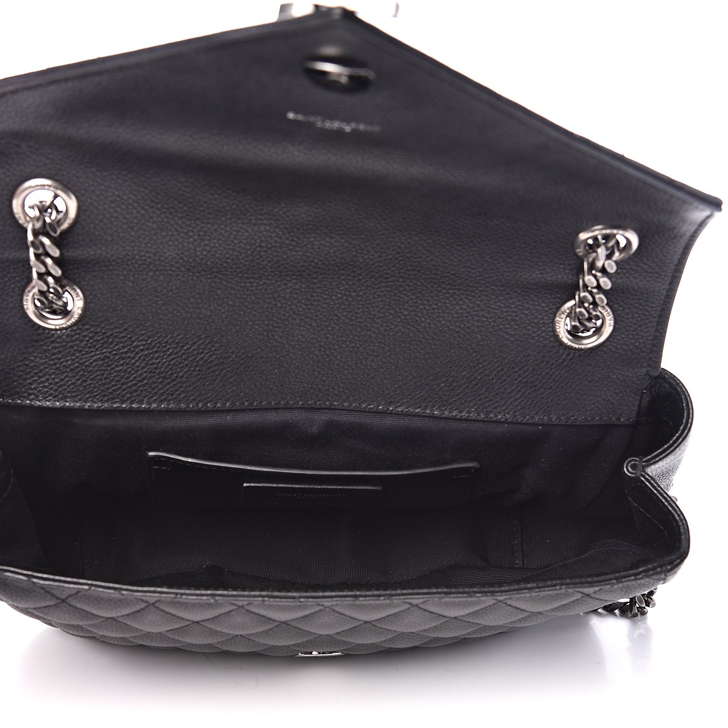 Grained Calfskin Tri-Quilt Monogram Medium College Bag Black