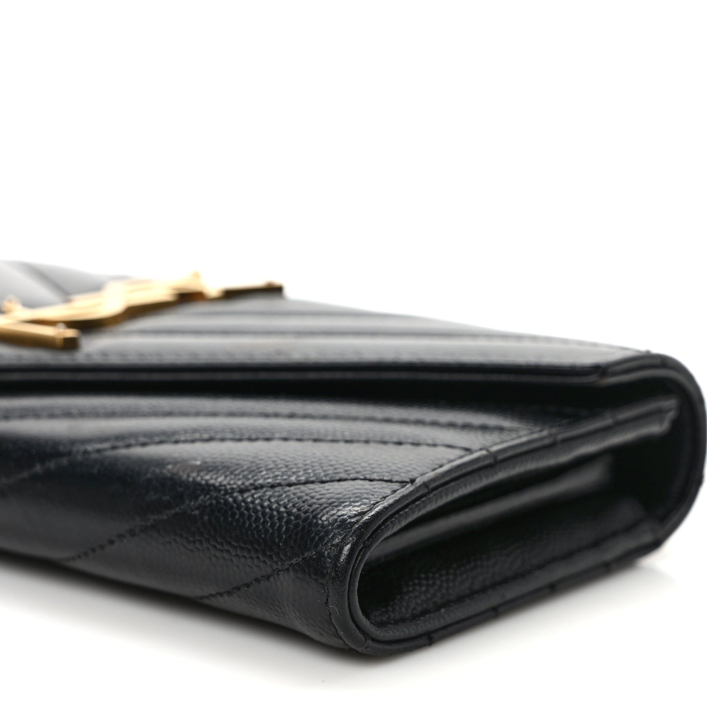 Grain De Poudre Matelasse Chevron Monogram Flap Wallet Black