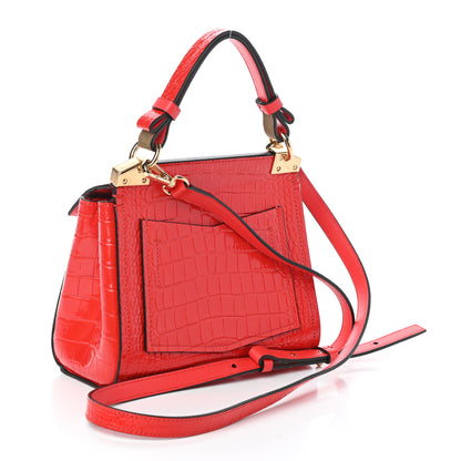 Givenchy Calfskin Crocodile Embossed Mini Mystic Shoulder Bag Red 3 of 8