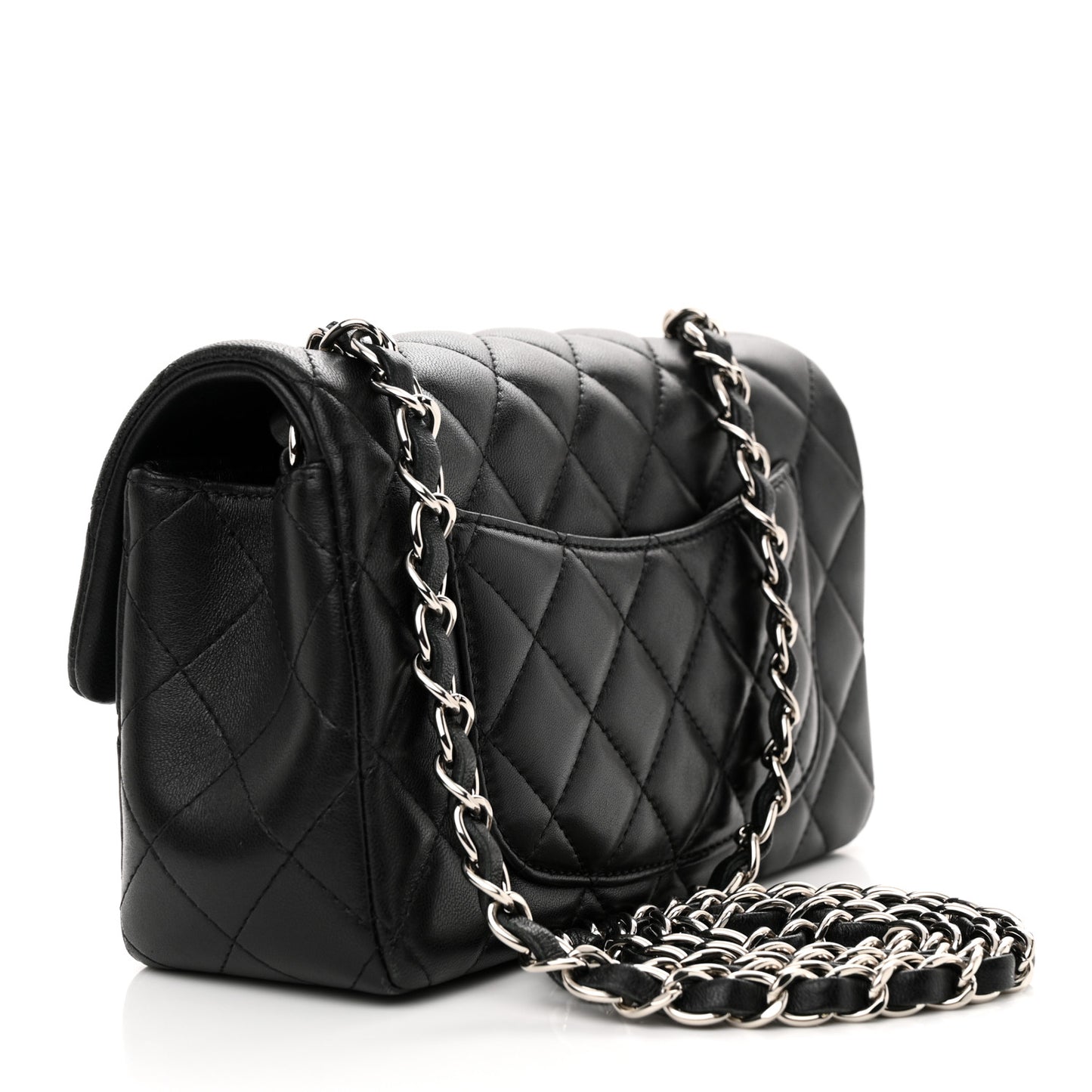 Lambskin Quilted Mini Rectangular Flap Black