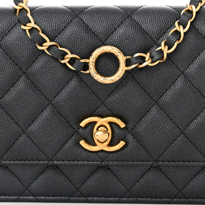 Chanel Pearly Caviar Quilted Fit For You Wallet On Chain WOC Black 9 of 12
