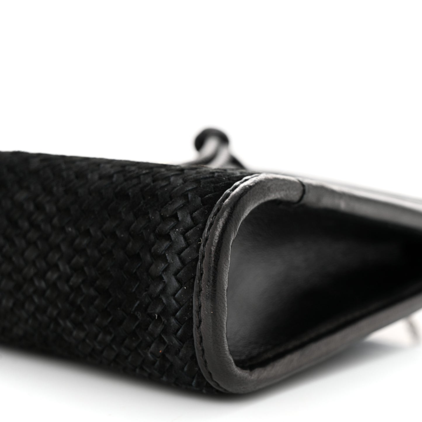 Suede Woven Baby Victoire Chain Clutch Bag Black