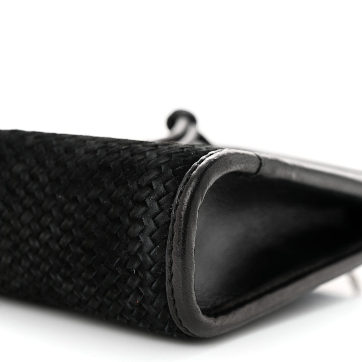 Saint Laurent Suede Woven Baby Victoire Chain Clutch Bag Black 10 of 10