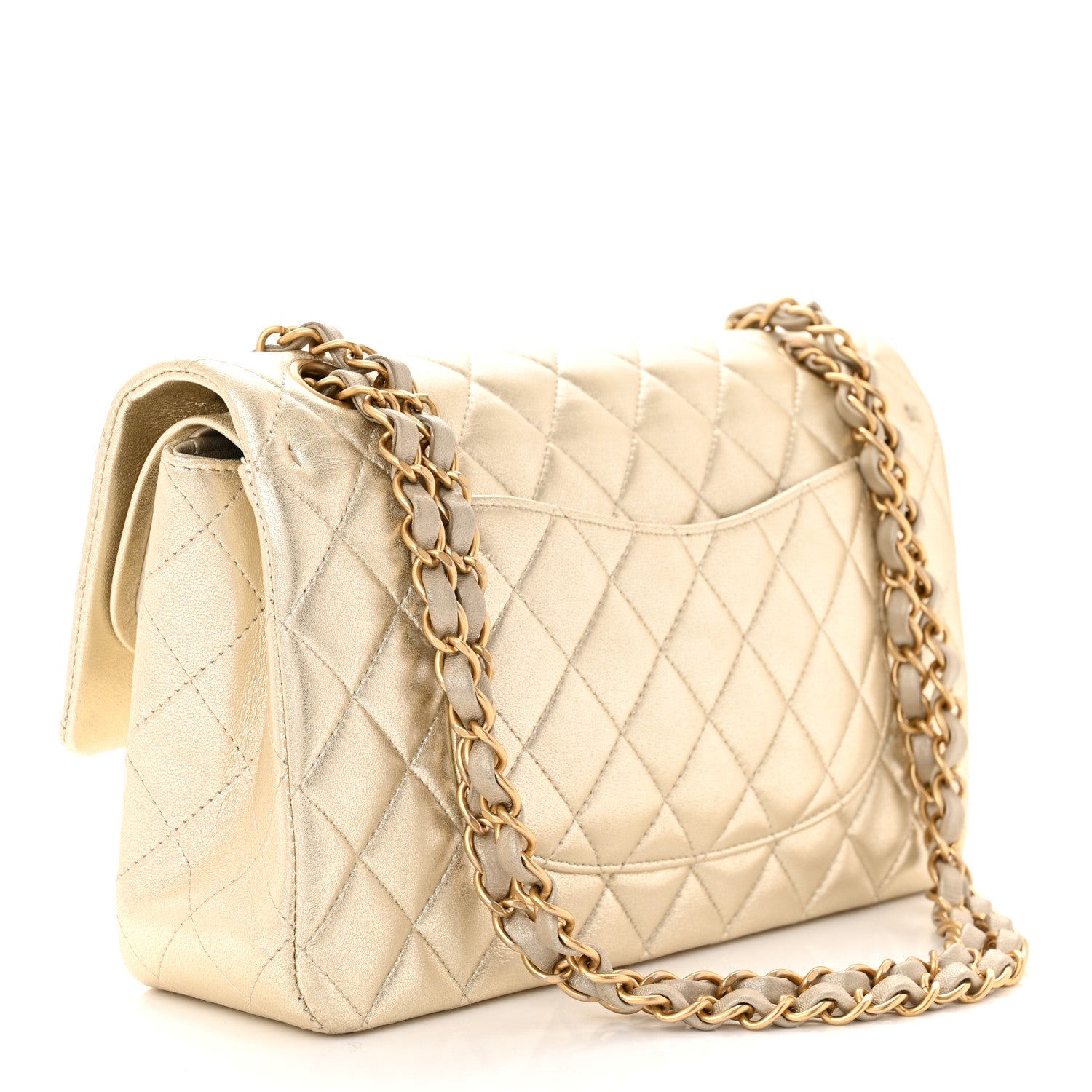 Chanel Metallic Lambskin Quilted Medium Double Flap Gold 3 of 11