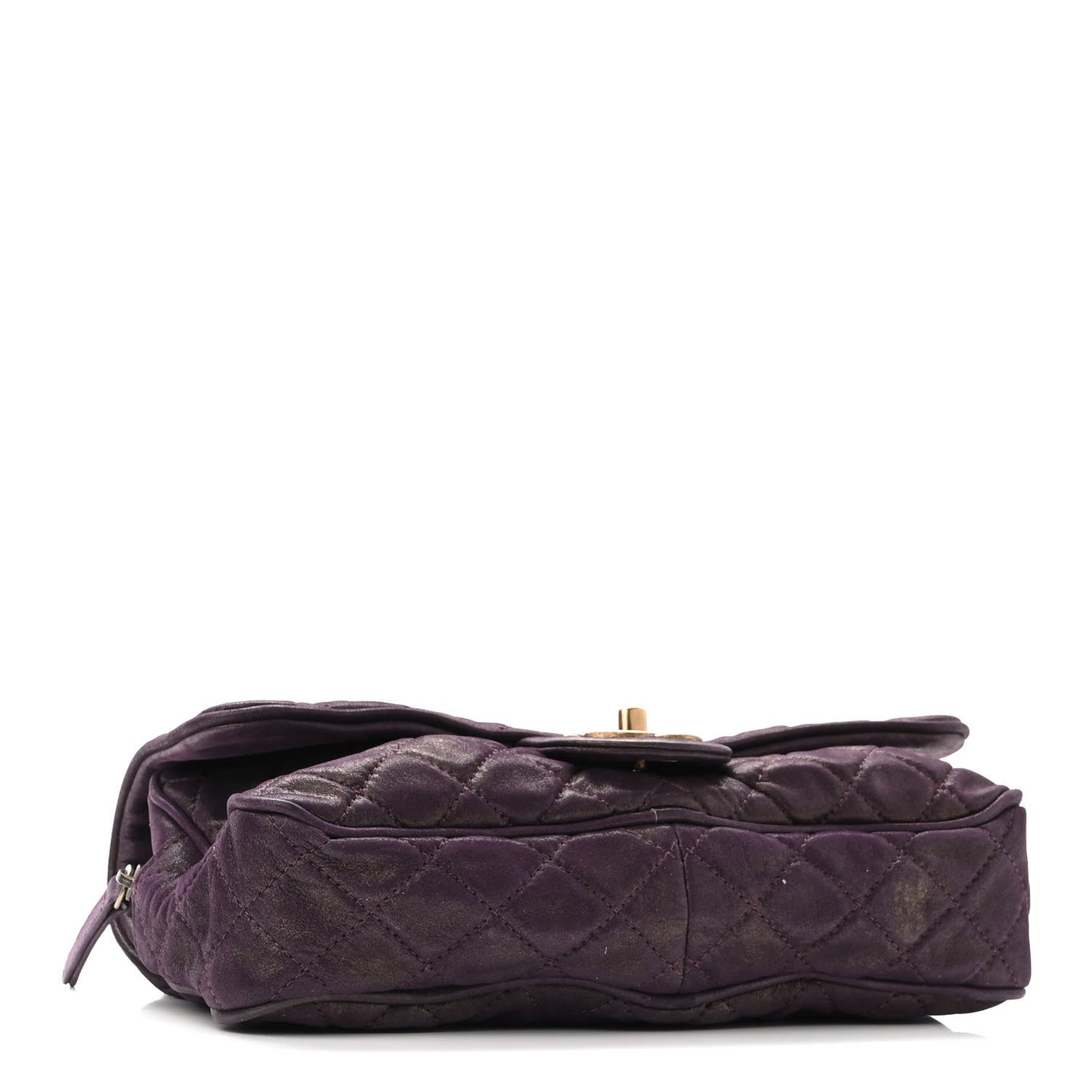Iridescent Calfskin Quilted Small Shiva Flap Purple
