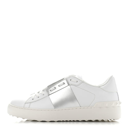 Valentino Garavani Calfskin Rockstud Open Sneakers 36.5 White Silver 1 of 8