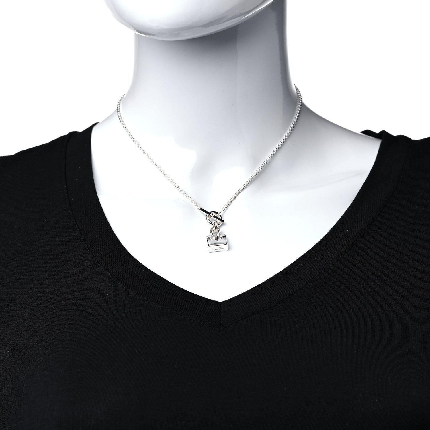 Hermes Sterling Silver Birkin Amulette Pendant Necklace 2 of 5