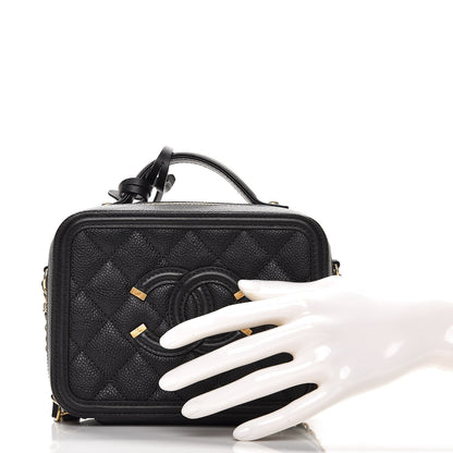 Chanel Caviar Quilted Small CC Filigree Vanity Case Black 3 of 10