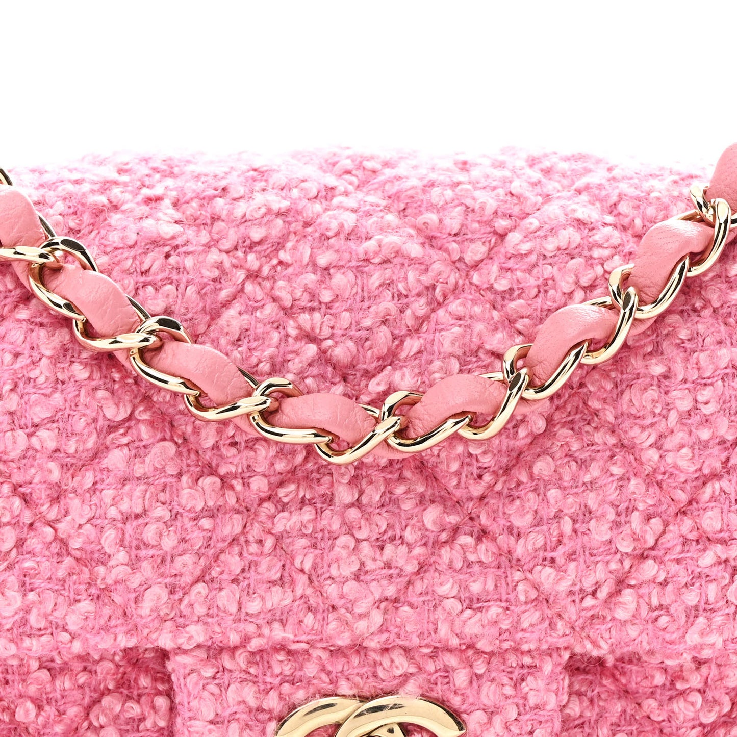 Tweed Quilted Mini Rectangular Flap Pink