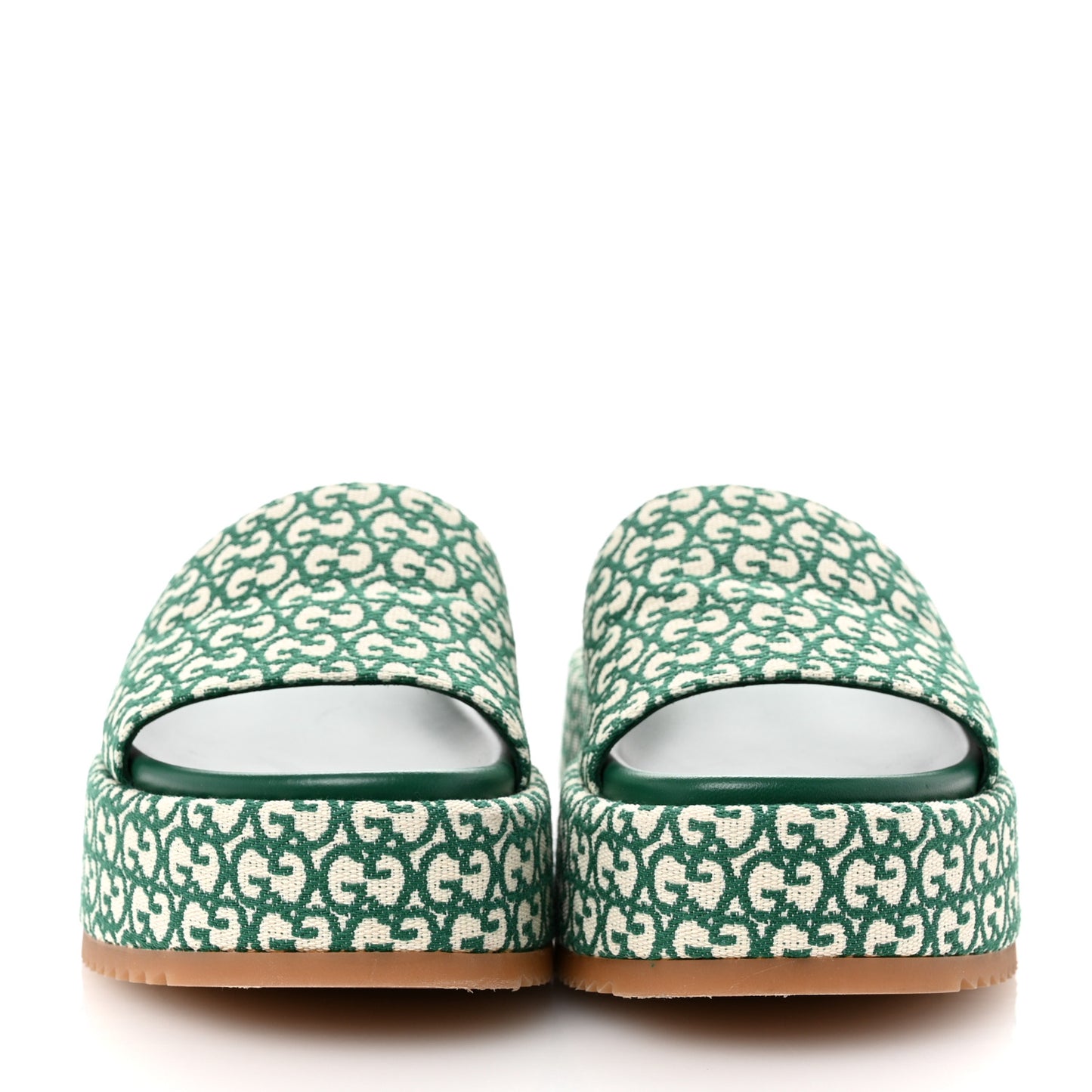 Jacquard GG Monogram Angelina Platform 55mm Slide Sandals 37 New Shamarock