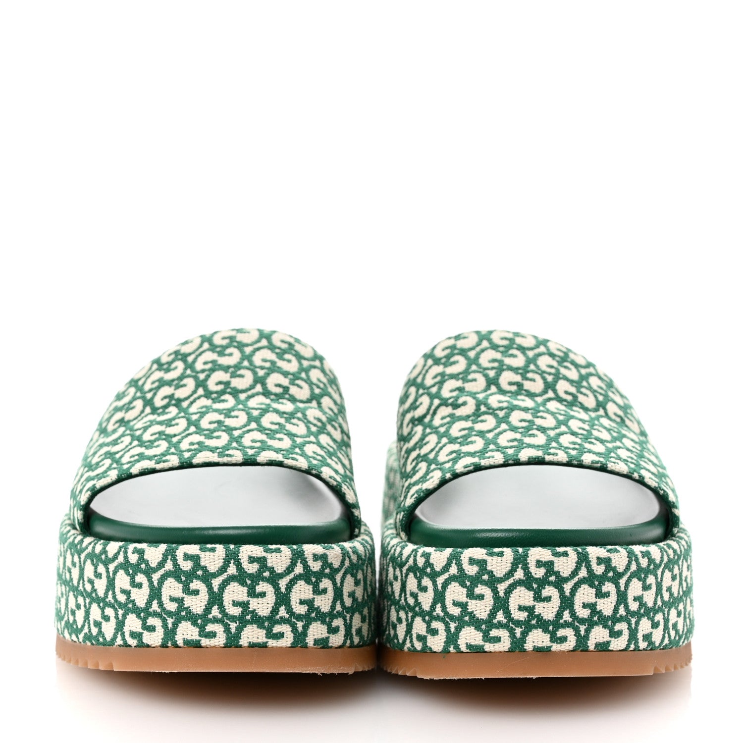 Gucci Jacquard GG Monogram Angelina Platform 55mm Slide Sandals 37 New Shamarock 3 of 9