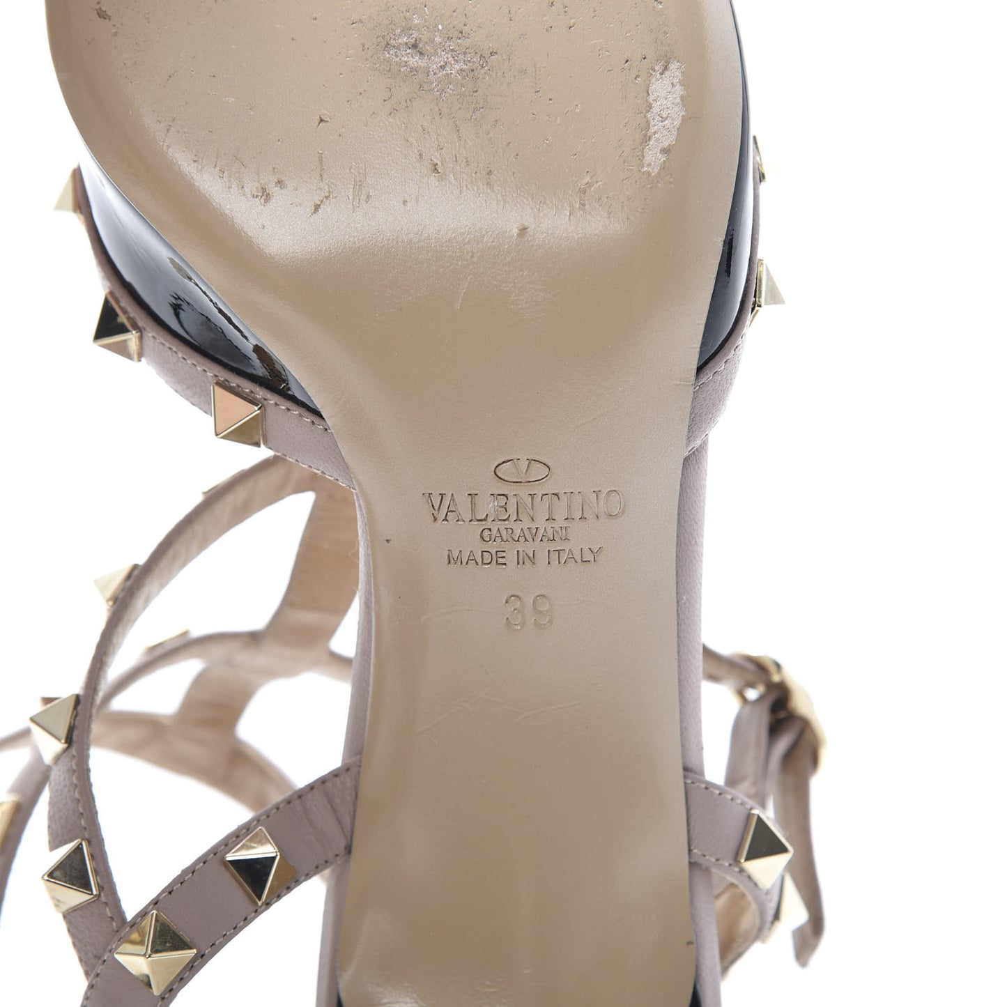 Patent Nappa Rockstud Ankle Strap 65mm Pumps 39 Black Poudre
