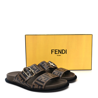 Fendi Calfskin FF Embossed Pearland Slide Sandals 39.5 Tobacco Moro 12 of 12