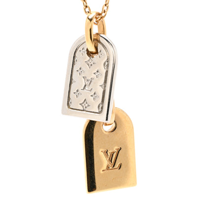 Louis Vuitton Nanogram Name Tag Necklace Gold Silver 8 of 9