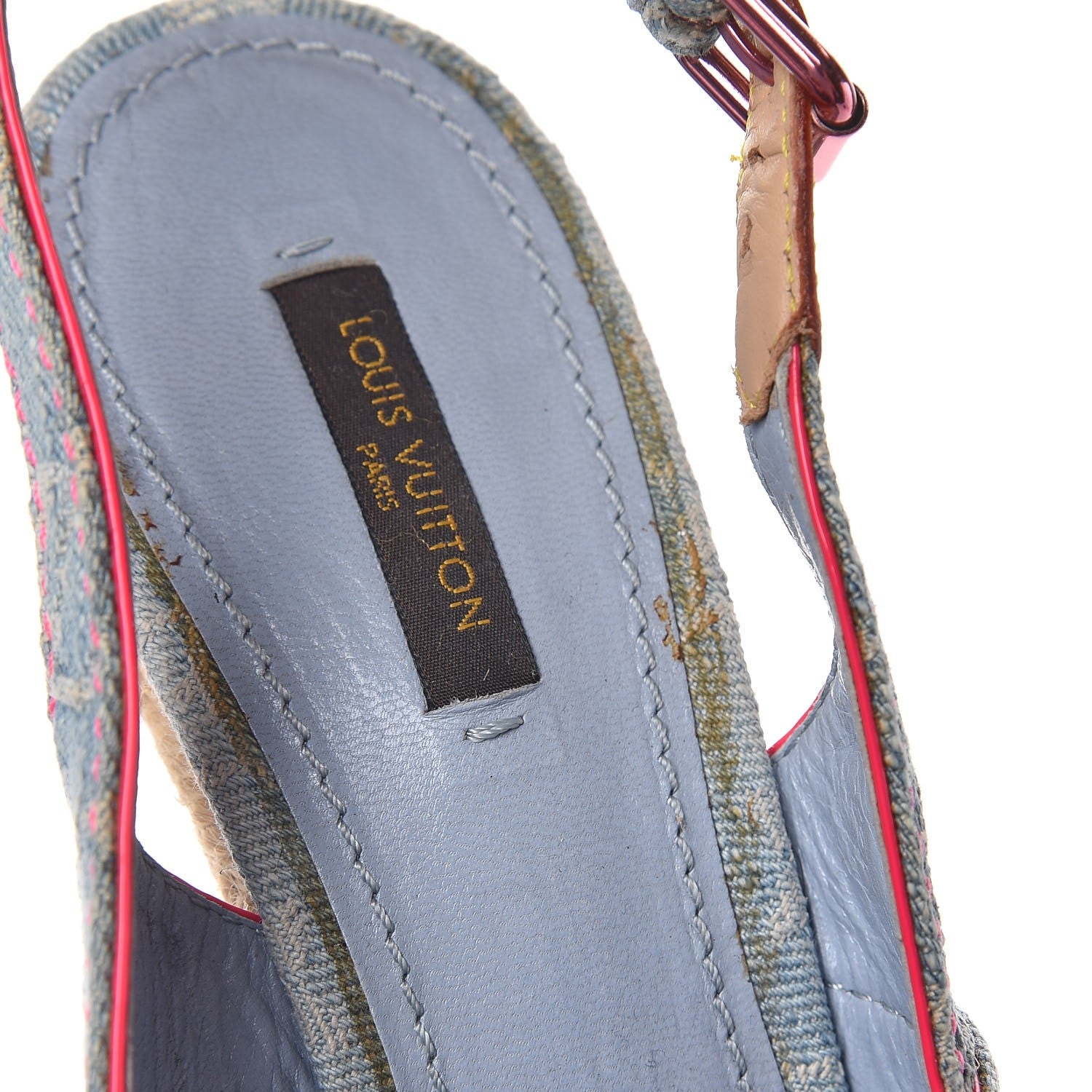Louis Vuitton Denim Monogram Espadrille Wedge Sandals 40 Blue 11 of 13