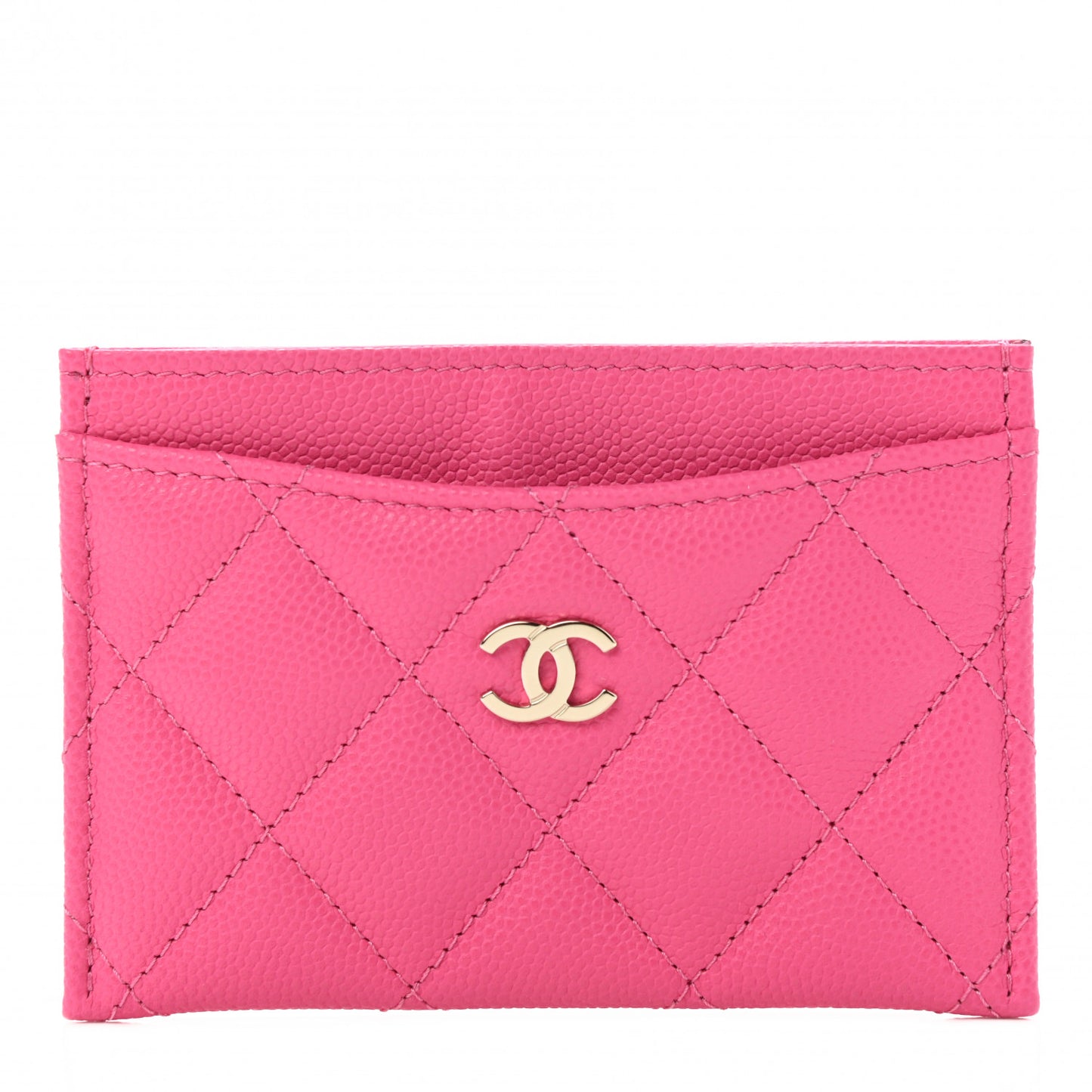 Caviar Quilted Card Holder Dark Pink