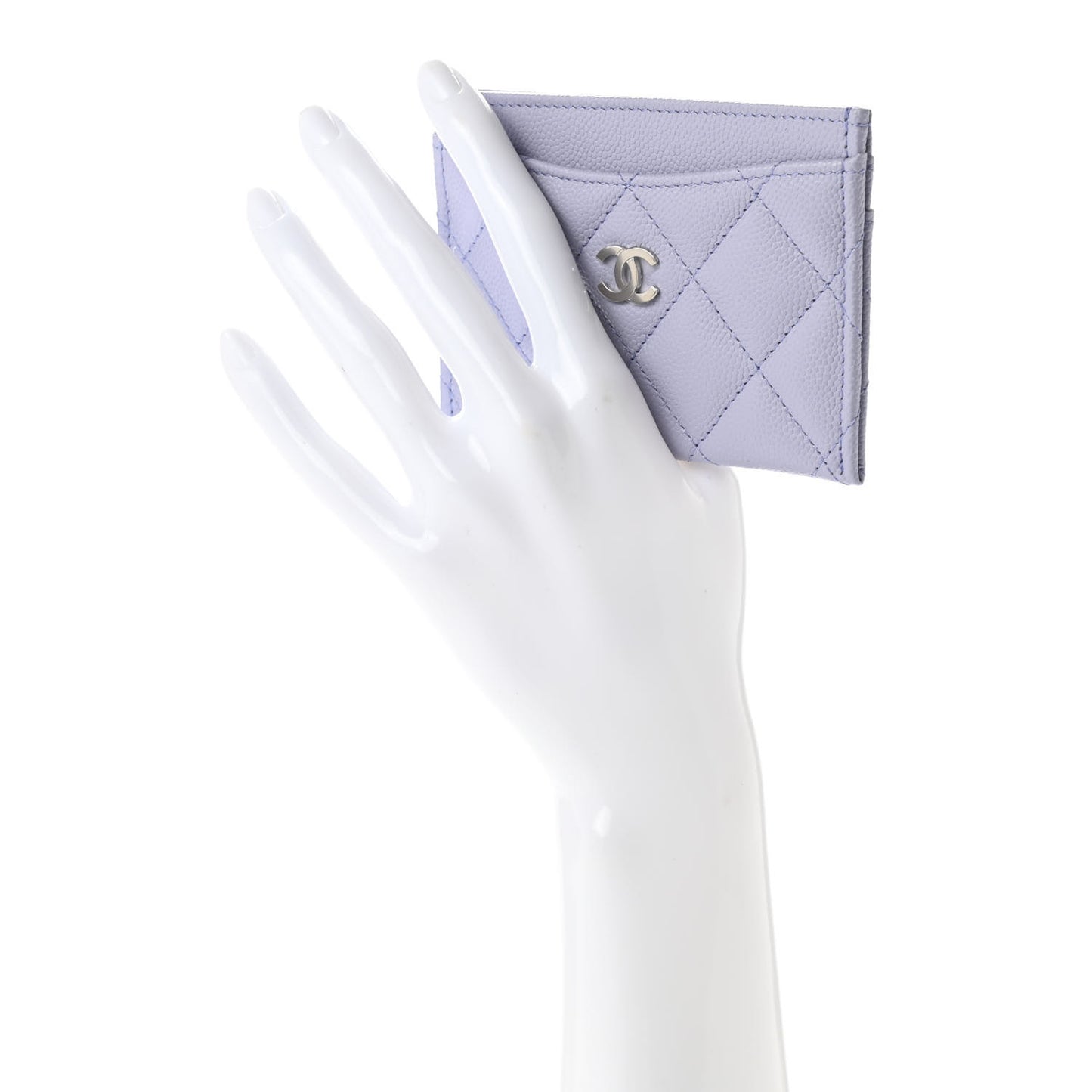 Caviar Quilted Card Holder Light Purple