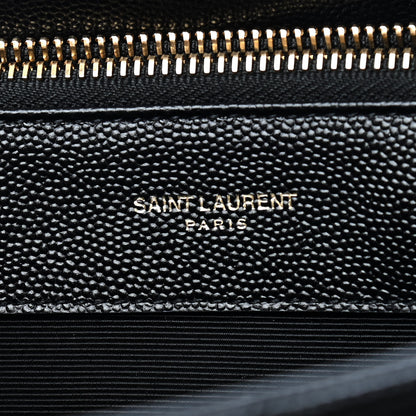 Saint Laurent Grain De Poudre Matelasse Chevron Monogram Shopping Bag Black 6 of 8