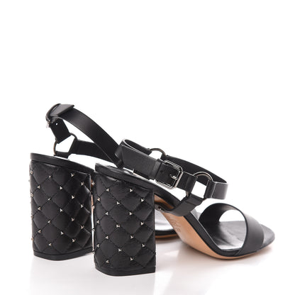 Valentino Garavani Calfskin Craquele Nappa Rockstud Spike 90mm Ankle Strap Sandals 37 Black 4 of 8