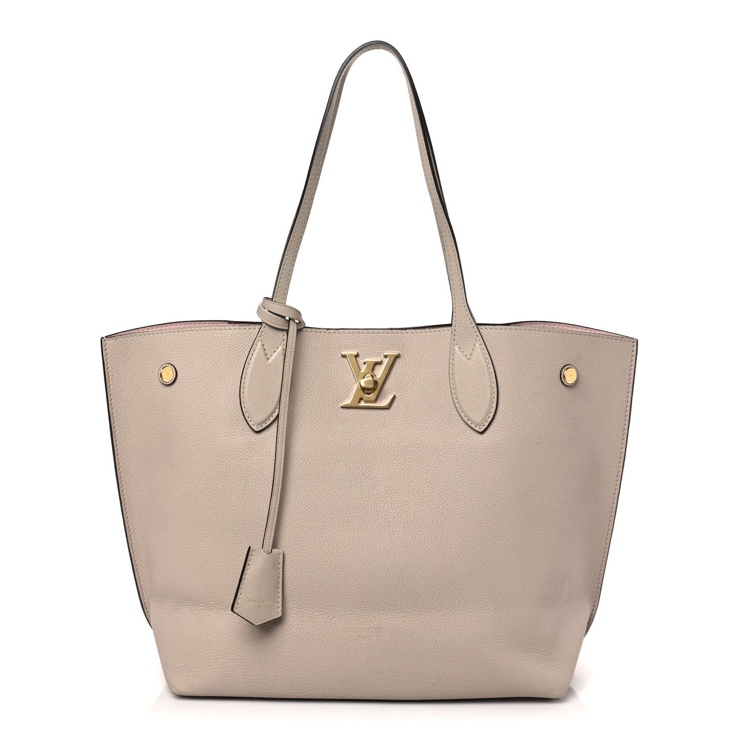 Calfskin Lockme Go Tote Greige