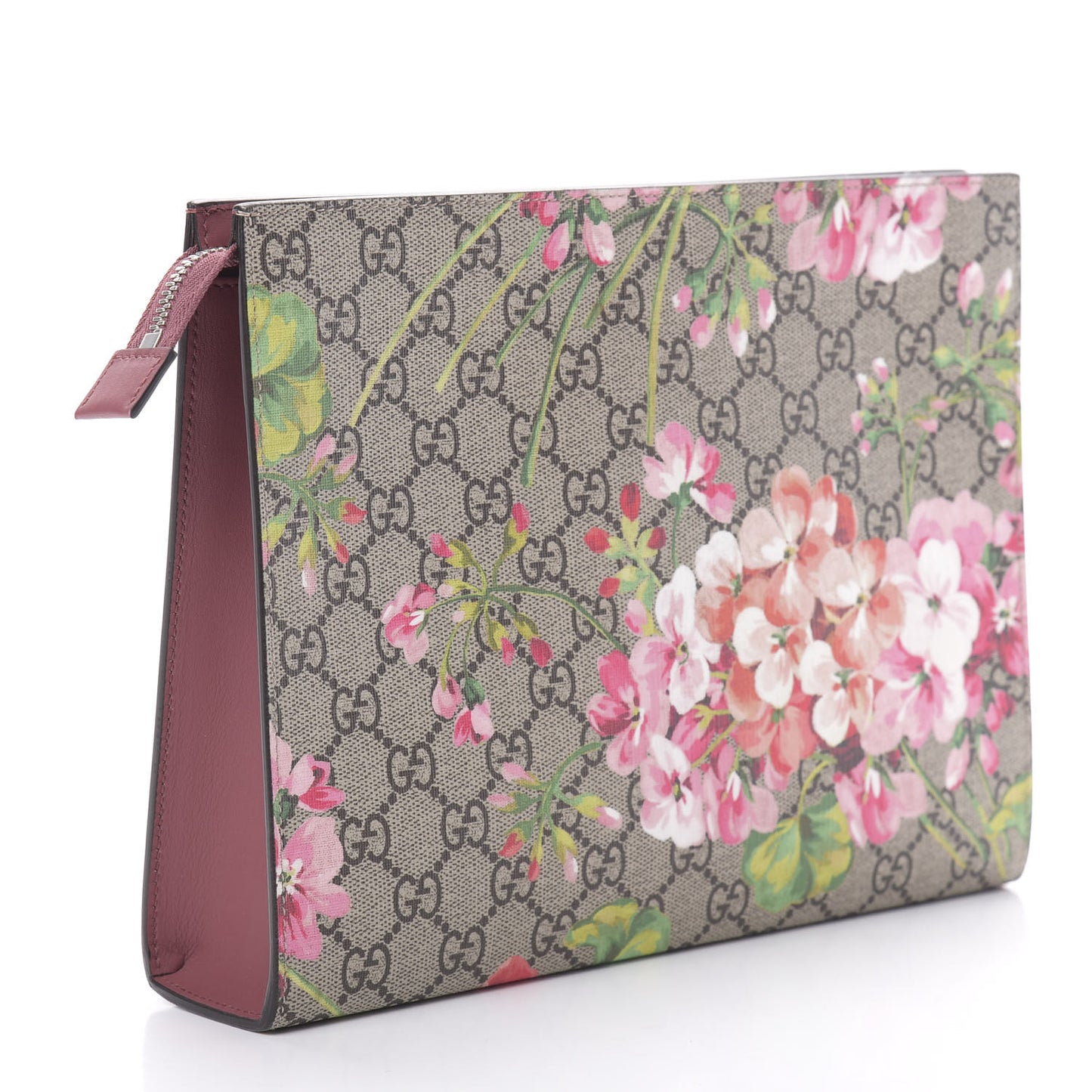 GG Supreme Monogram Blooms Large Cosmetic Case Beige Multicolor Dry Rose