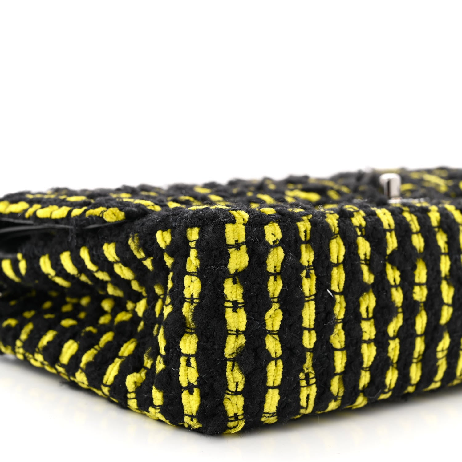 Chanel Tweed Quilted Medium Double Flap Yellow Black 9 of 12