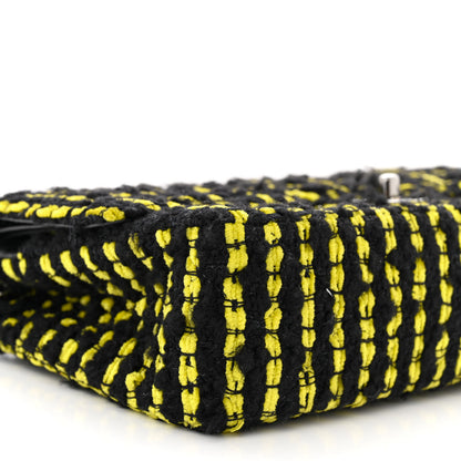 Chanel Tweed Quilted Medium Double Flap Yellow Black 9 of 12