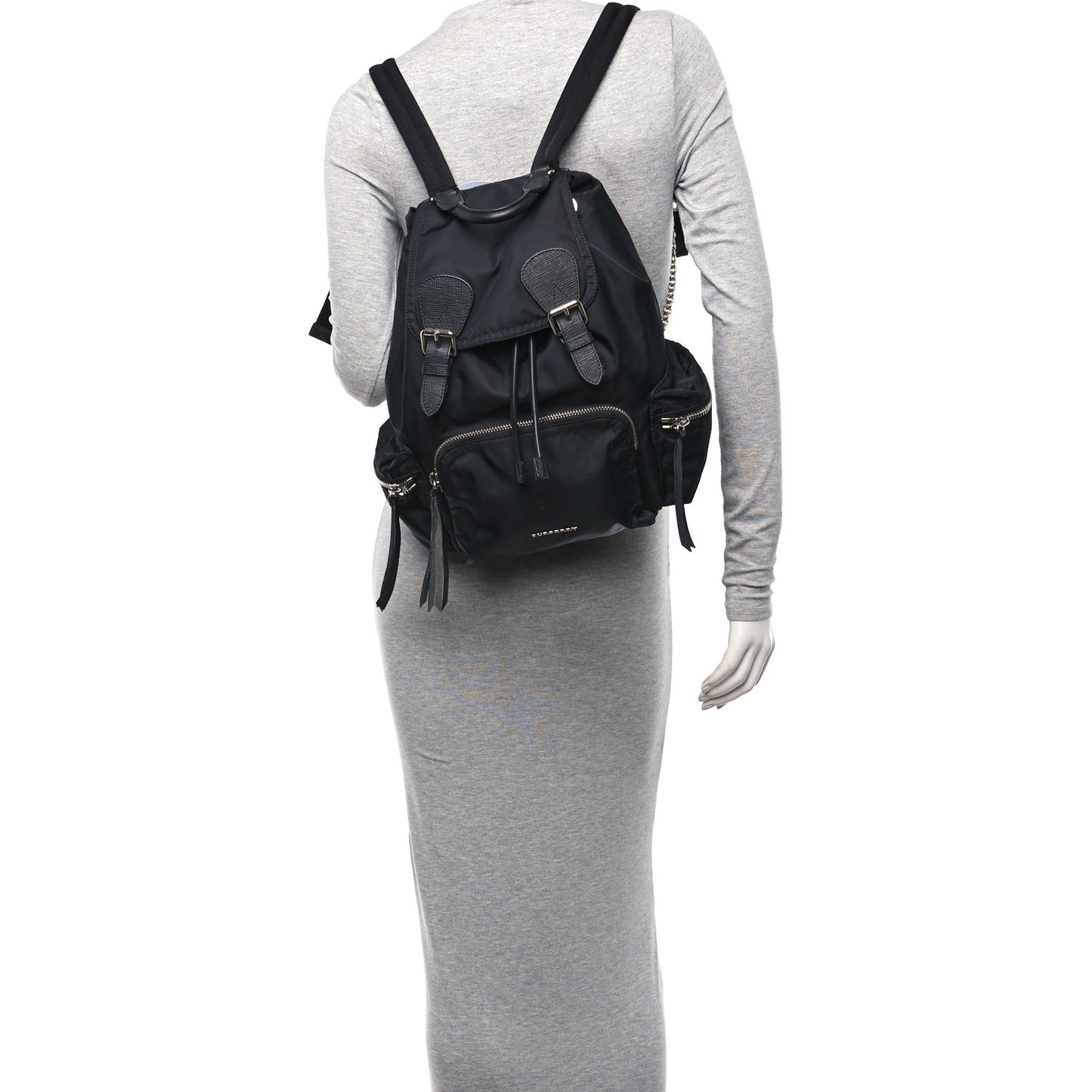 Nylon Medium Crossbody Rucksack Backpack Black