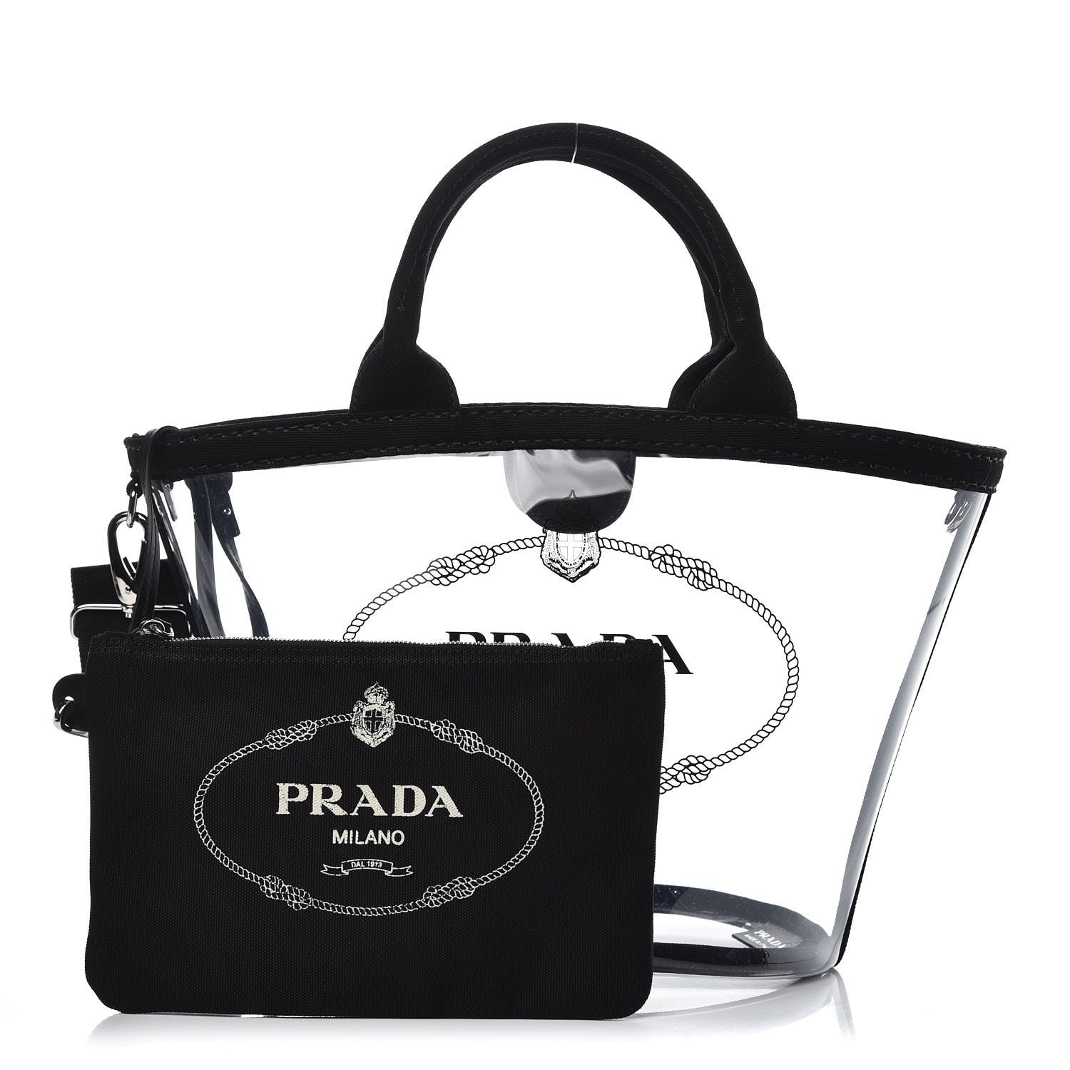 Prada Plexiglass Canapa Small Shopper Tote Black 1 of 7