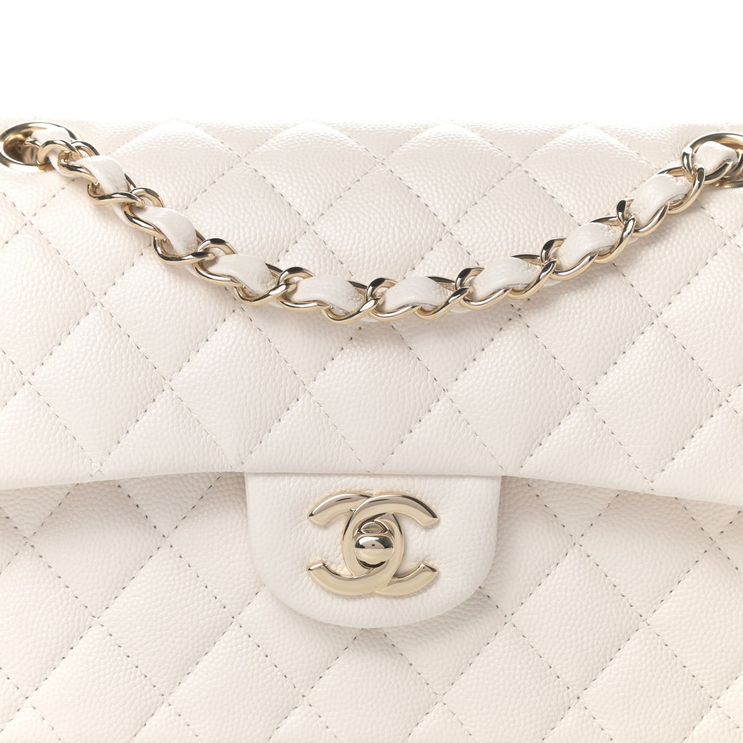 Caviar Quilted Small Double Flap White