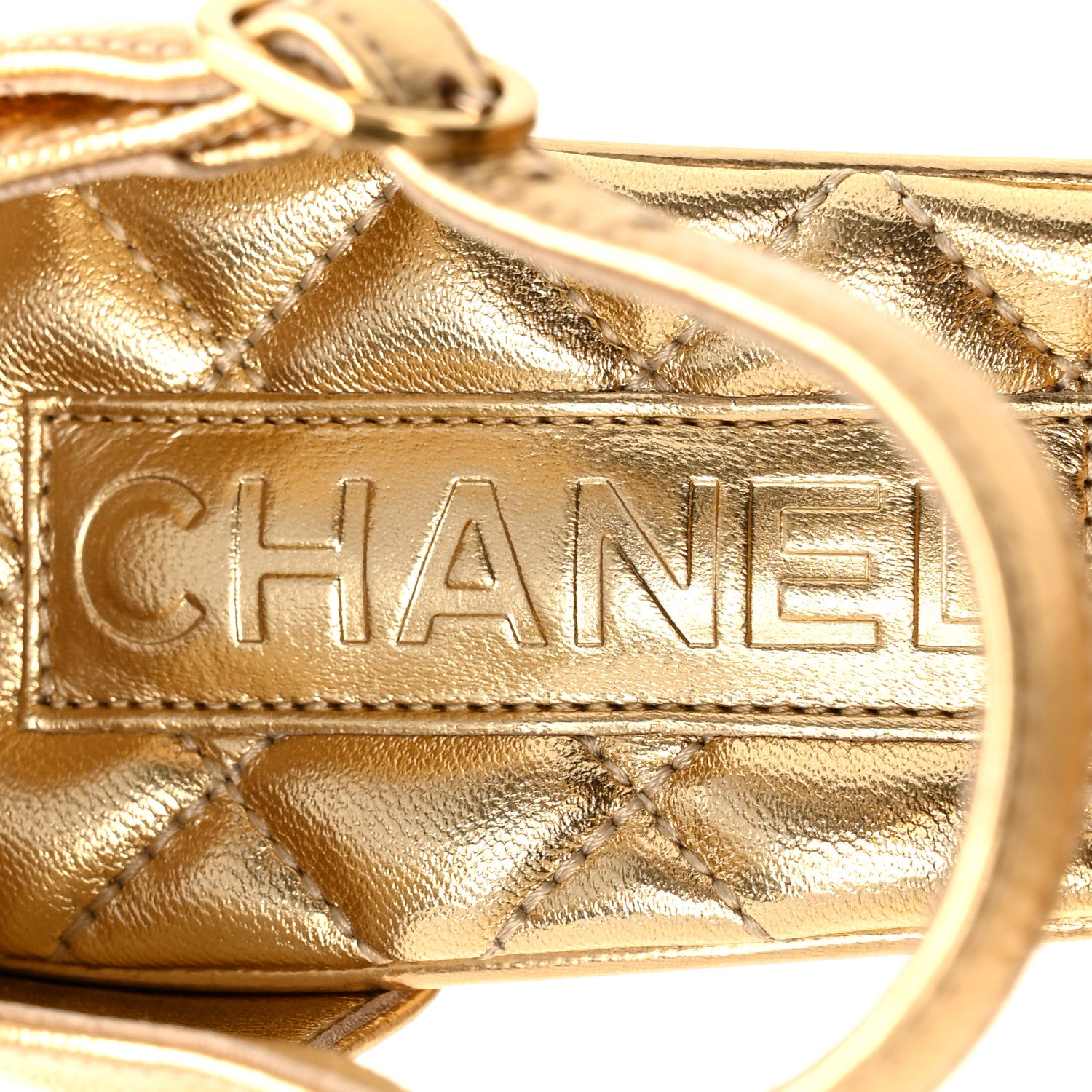 Chanel Laminated Crumpled Lambskin Platform Sandals 36.5 Gold 7 of 10